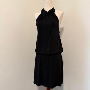 Black Halter Neck Blouson Waist Dress Size Small White House Black Market